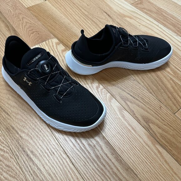 Under Armour Unisex UA SleipSpeed Training Shoes - Size 9.5W/8M - Black/White - Picture 3 of 10